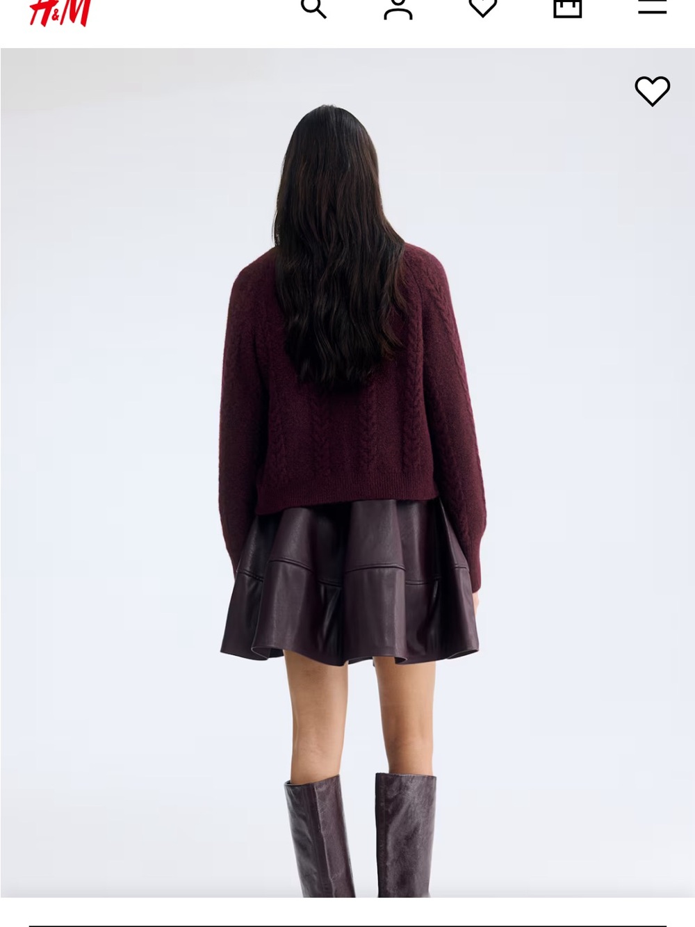 H&M Plum Red Burgundy Cable Knit Cardigan - Picture 10 of 11
